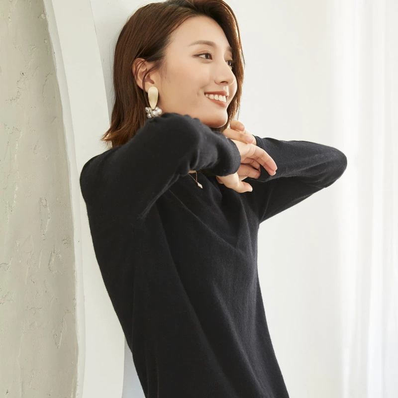 2019 new women o-neck cashmere sweater autumn winter solid color slim pullover knit bottoming shirt round | Женская одежда