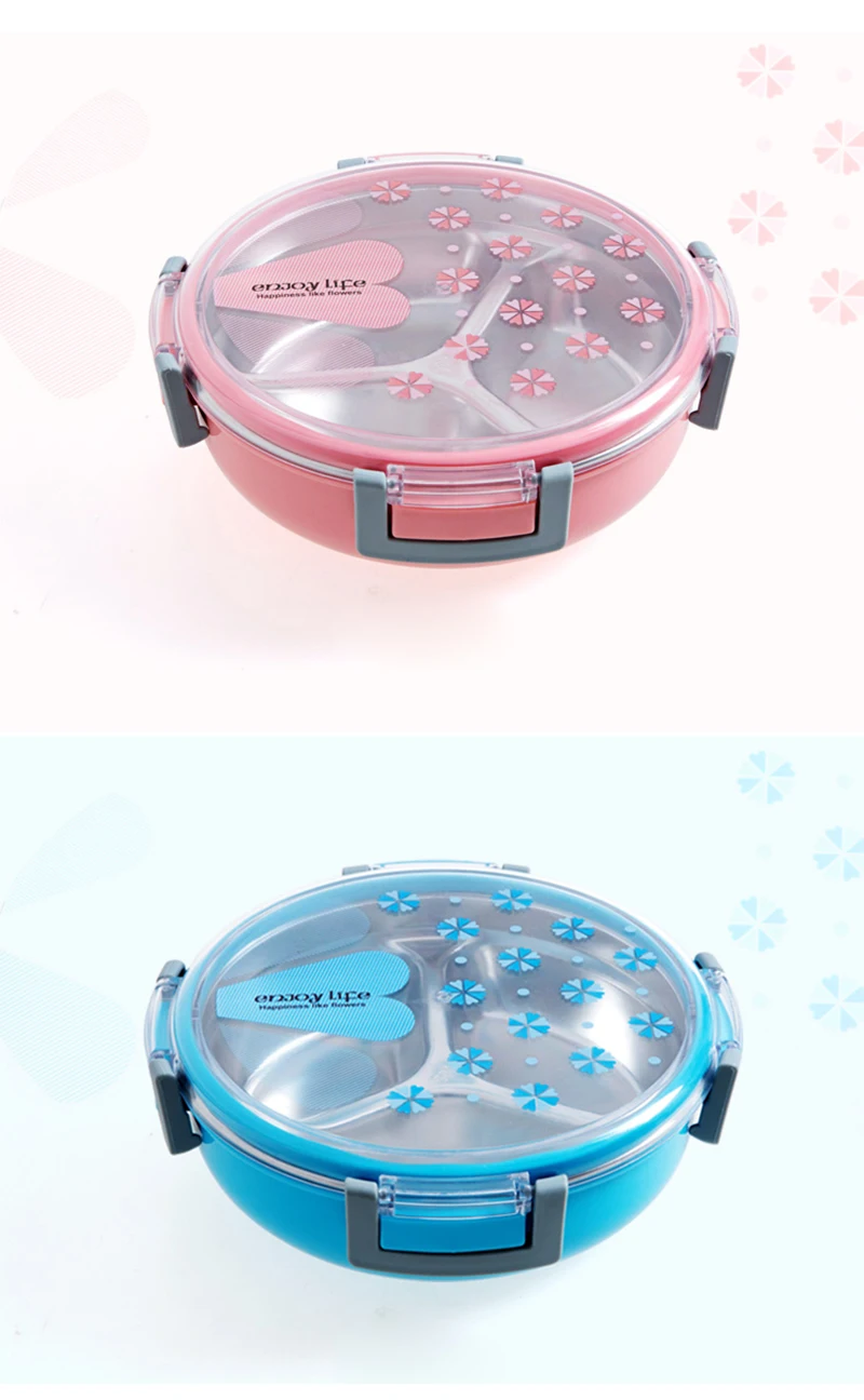 TUUTH Healthy Plastic & Stainless Steel Food Container Portable Lunch Box Camping Picnic Food Fruit 3 Grids Container Storage Box9