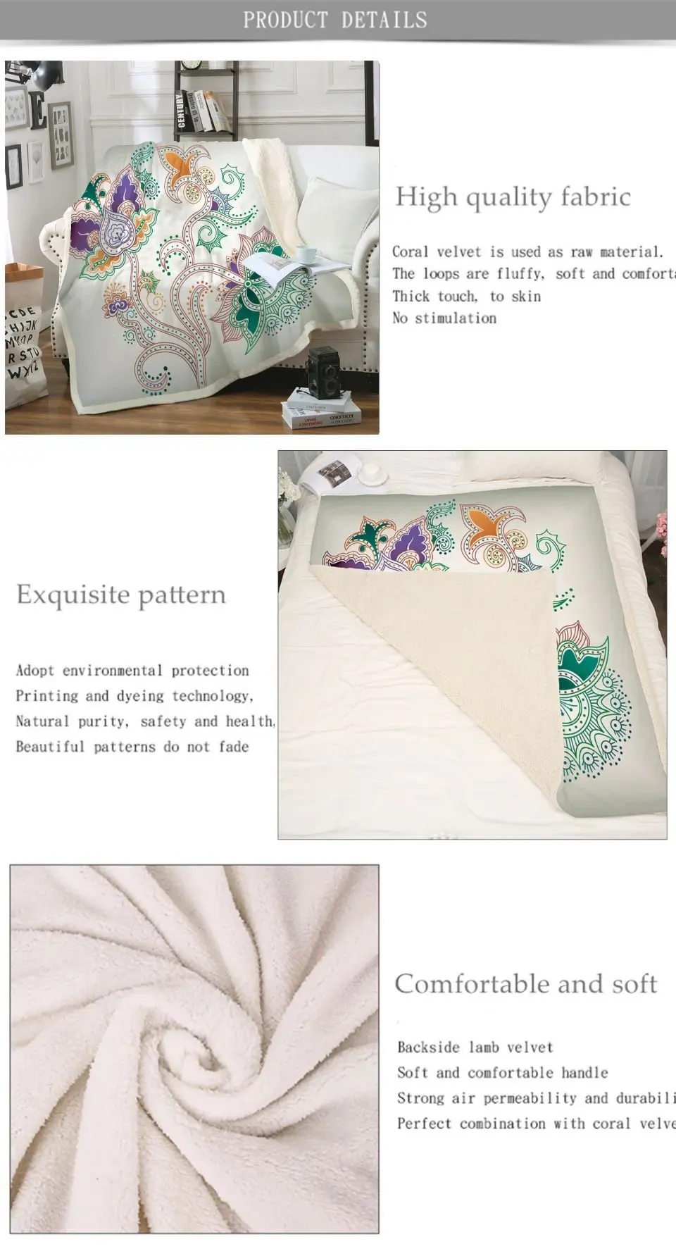 Wishstar Boho Мандала Коралловое Флисовое одеяло 3D серия цветов пушистое одеяло для девочек заказное одеяло зимнее покрывало