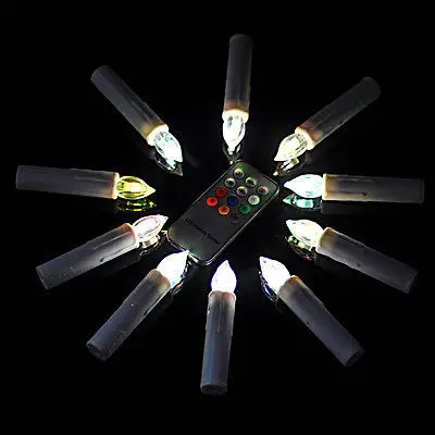 10 шт. теплый белый на батарейках LED свеча свет беспроводной пульт дистанционного