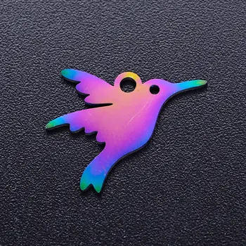

5pcs/lot 100% Stainless Steel 13x15 Hummingbird diy Charms With Rainbow Plated Wholesale Never Rust Never Tarnish