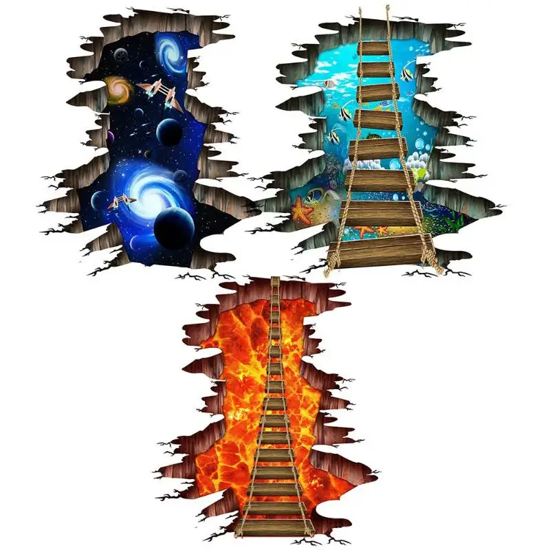 3D Космическая Звезда небо Наклейка на стену ПВХ плакат с художественным искусством для детской комнаты домашний декор