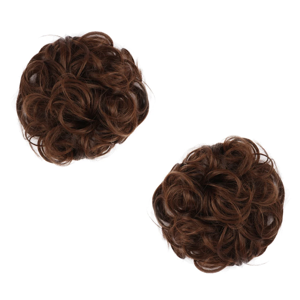 

Free Beauty Synthetic Curly Chignon Ombre Rubber Band Women Auburn Hair Bun Donut Chignons Marron Heat Resistant Fiber 2pcs/lot