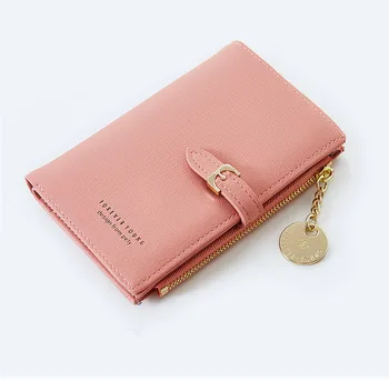 

Trend solid women's wallet short soft women's wallets multi card wallet PU fold wallet women hasp purse zipper coin purses new