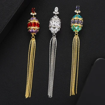 

GODKI 2020 Charms Long Tassel Drops Earrings for Women Wedding AAA Cubic Zircon Drop Earring For Women Wedding Party Accessories