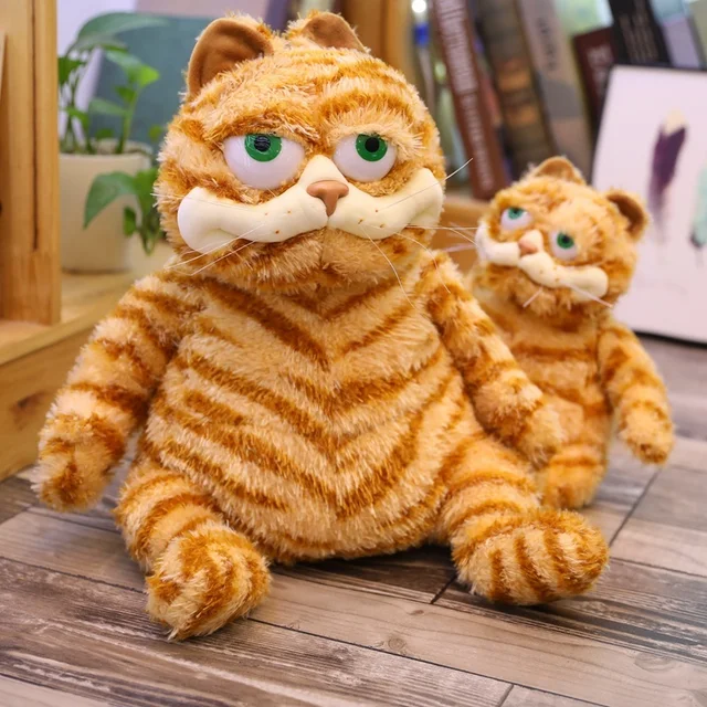 Fat Angry Cat Soft Plush Toy Stuffed Animals Lazy Foolishly Tiger Skin Simulation Ugly Orange Cat Doll Xmas Gift For Kids Lovers