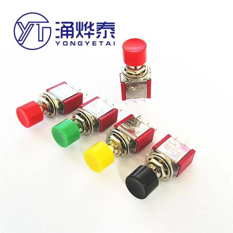 

YYT 5PCS Red color toggle switch Rocker switch PS-102 self-reset 3Pin 6pin toggle red green blue white black yellow with cap