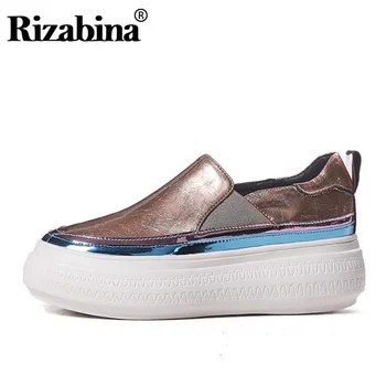 

RIZABINA Comfort Autumn Vulcanized Shoes Women Platform Thick Bottom Genuine Leather Sneakers Leisure Shoes Women Size 34-39