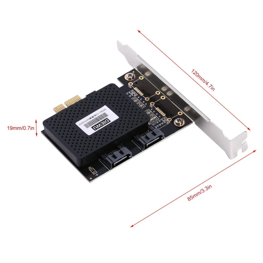 DIEWU PCIe 1X до 2 SATA 3 плата расширения с ASM1061 адаптер чипа конвертер