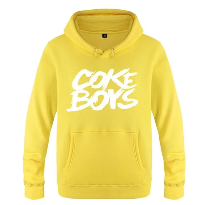 yellow hoodie 11 Мужская толстовка с капюшоном в стиле рок, хип-хоп, с надписью «Coke» для мальчиков, мужские толстовки с капюшоном, Зимние флисовые толстовки с длинными рукавами, пуловер для катания на коньках, Moleton Masculino - Цвет: yellow hoodie 11