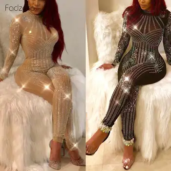 

Sexy Club Winter Party Long Sleeve Bodycon Mesh Strap Bodysuit FADZECO Official Store