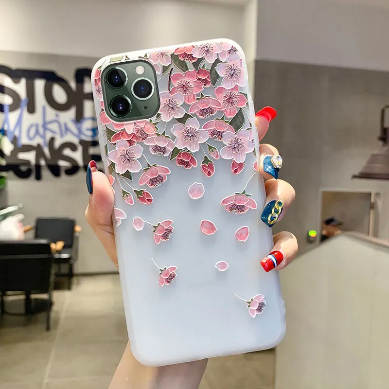 SoCouple мягкий TPU чехол для samsung Galaxy a70 a50 a10 a20 a30 a40 a60 S8 S9 S10 плюс S10e Note 8, 9, 10, рельеф цветок чехол для телефона