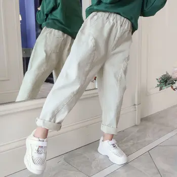 

Children New Spring 2020 Girls High Waist Solid Color Cotton Casual Harlan Pants Baby Kids Fashion Loose Infants Trousers W341