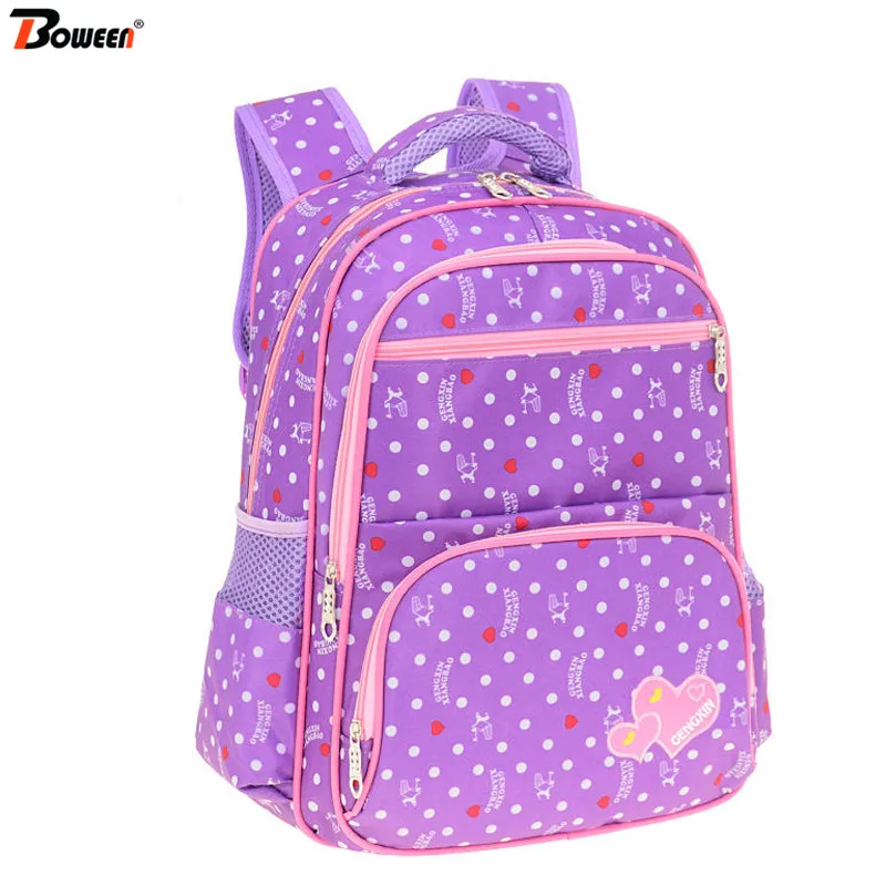 

Girls School Bags Kids Backpack Princess Bow Polka Dots Primary Schoolbag Children Bookbag Grade 1-3-6 Waterproof Wear Resistant