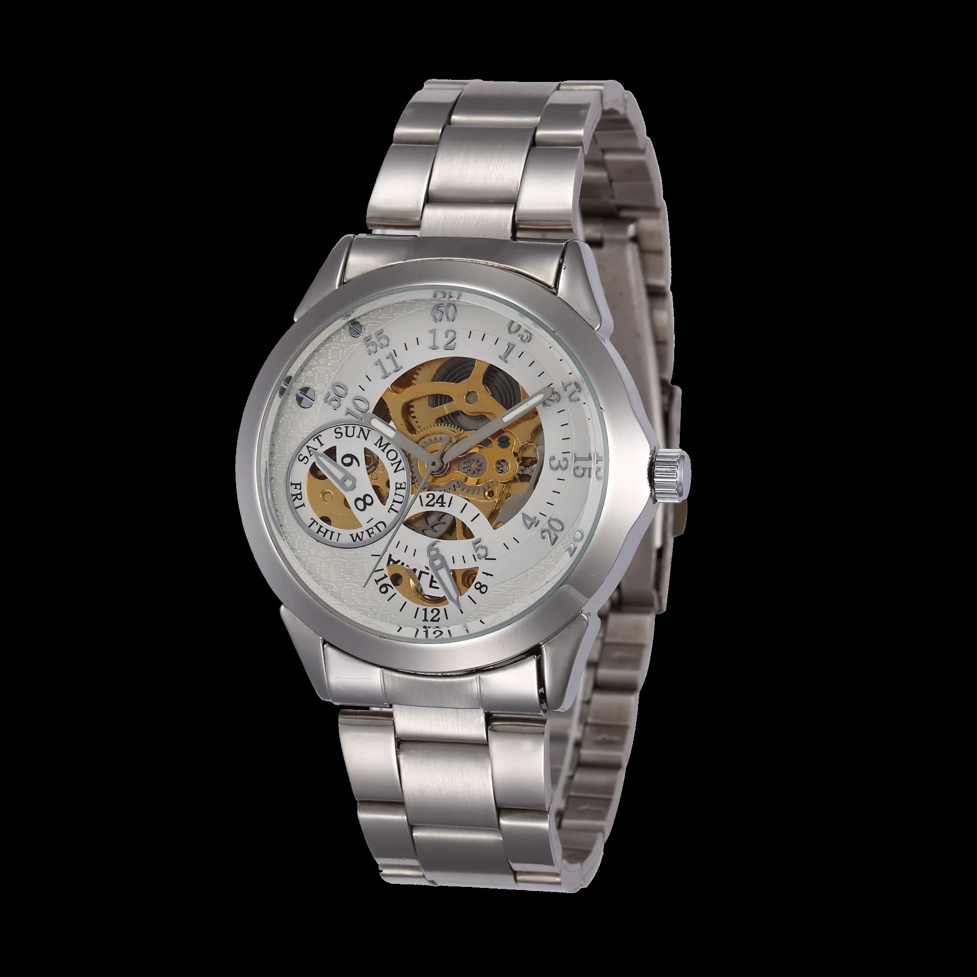 

Hot Sales Shenhua Table Hollow out Automatic Analog Watch Tungsten Steel Table with Large Dial MEN'S Table