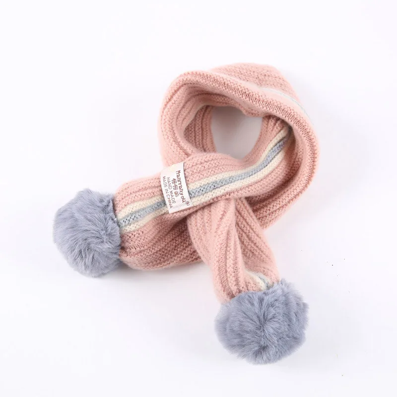 Детский шейный платок зимние теплые шарфы для мальчиков и девочек милый простой вязаный зимний теплый шарф