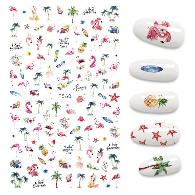 3D Nail Stickers Leaves Butterfly Panda Love Heart Design Stickers For Nails Manicure Foil Nail Art Decor pegatinas para uñas A140493