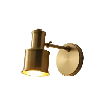 

American Copper Wall Lamp Simple Single Head Bathroom Bathroom Mirror Front Wall Decoration 220V LED Lamp Bedroom Bedside Lamp