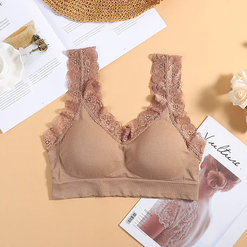 Women Anti-exposure Bra Seamless Underwear Breathable Wrapped Chest Beauty Back Push Up Bra Lace Sexy Lingerie Female Intiamtes nursing bras Bras