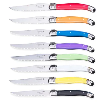 

8pcs Style Steak Knife Colorful Rainbow Handles Stainless Steel Dinner Table Knives Bar Home Dinnerware Flatware sets