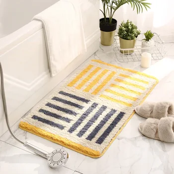 

Simple Geometric Bathroom Carpet Anti-Slip Bath Mat Kitchen Absorption Rugs Mats Bedroom Entrance Doormat Nordic Home Decoration