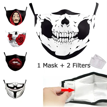 

Fashion Cotton PM2.5 Black Mouth Mask Activated Carbon Filter Windproof Mouth-muffle Face Masks for Man Woman Washable Facemasks