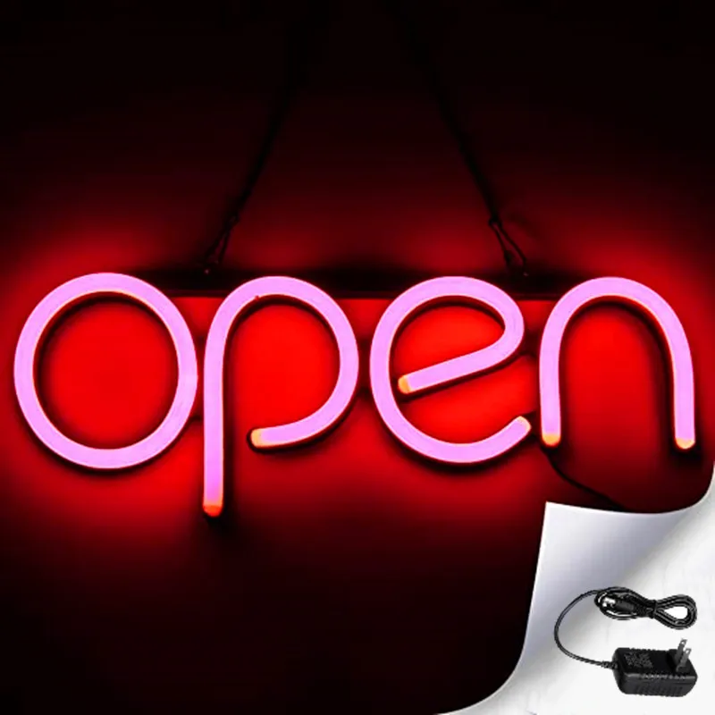 Red LED Neon Open Sign Light for Business with ON & Off Switch 