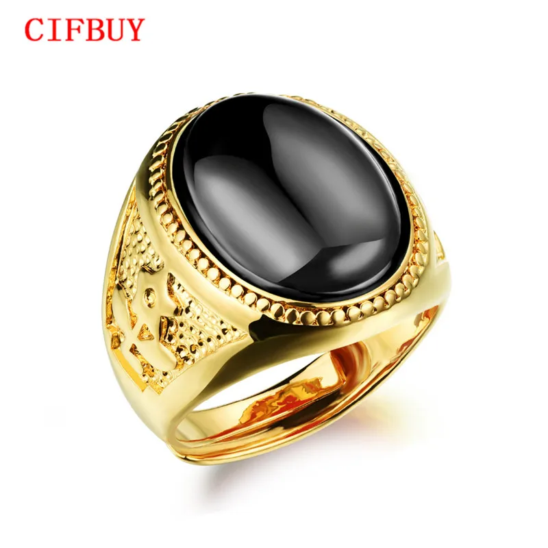 CIFBUY черное/красное/зеленое мужское кольцо с камнем золотого цвета Новое