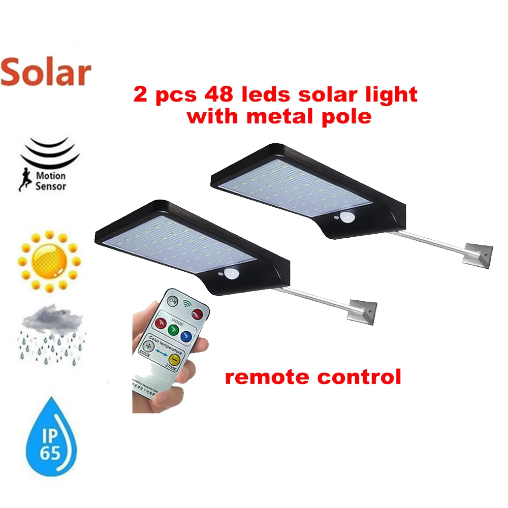 

2/4pcs Solar Lamp Led Light PIR Motion Sensor Solar 48 LED Powered Lampada Decorative Wall Street Garden Street Light For Yard O