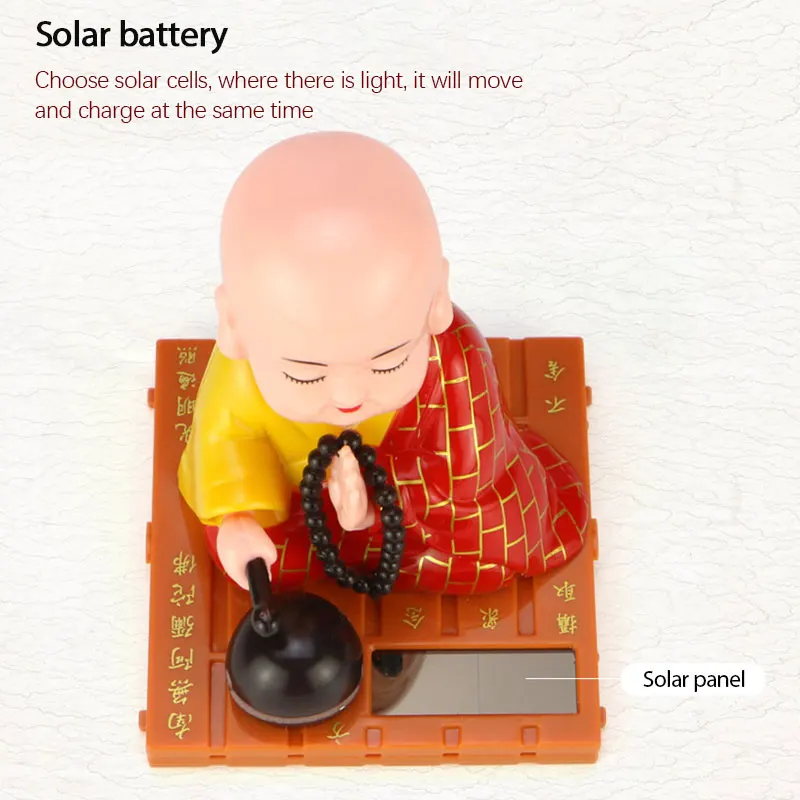 Home Decoration Ornaments Goods Gift Litte Monk With Solar Power For Car Home Ornaments Decoration With Solar Shaking Head Toy