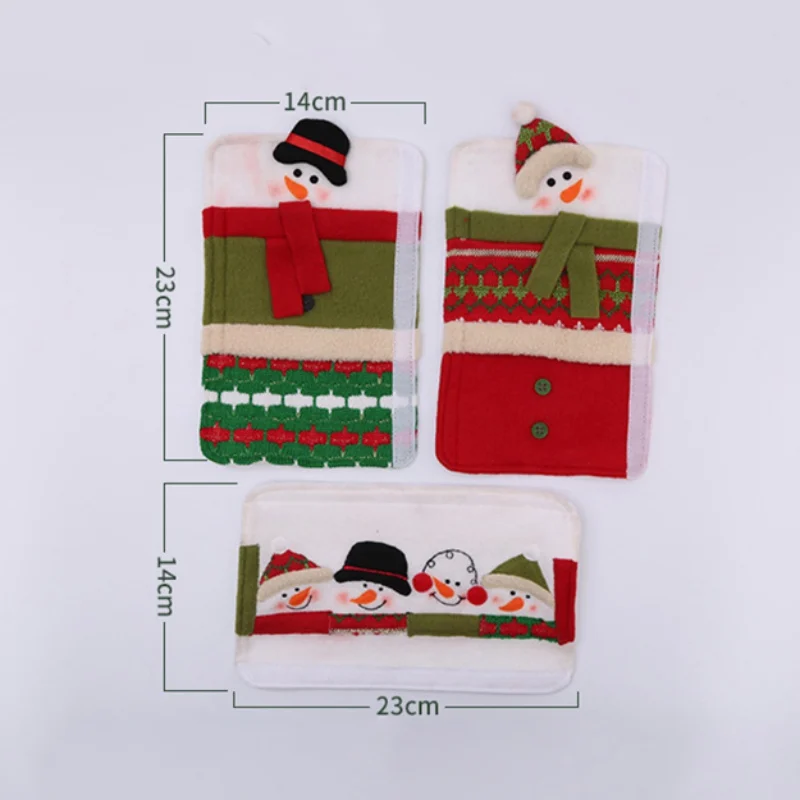 3Pcs Christmas Refrigerator Microwave Oven Door Handle Cloth Protector Dishwasher Gloves Cover Set Christmas Home Decoration