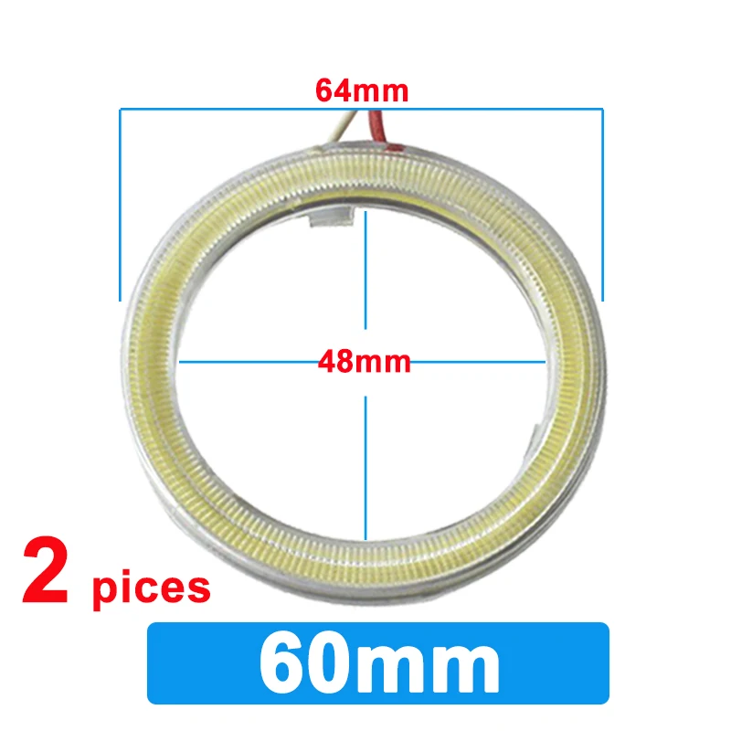 2х Автомобильный/мотоциклетный светильник angel eyes светодиодный COB 12 В белый 600 к 60 мм 70 мм 80 мм головной светильник в сборе стильный COB светодиодный светильник круглый - Цвет: 2pcs 60mm