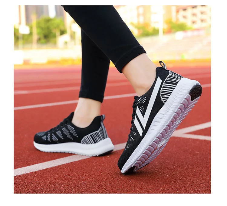 QJ 916-2019 Autumn Mesh Women Sneakers Woman Sport Running Flat Shoes-17