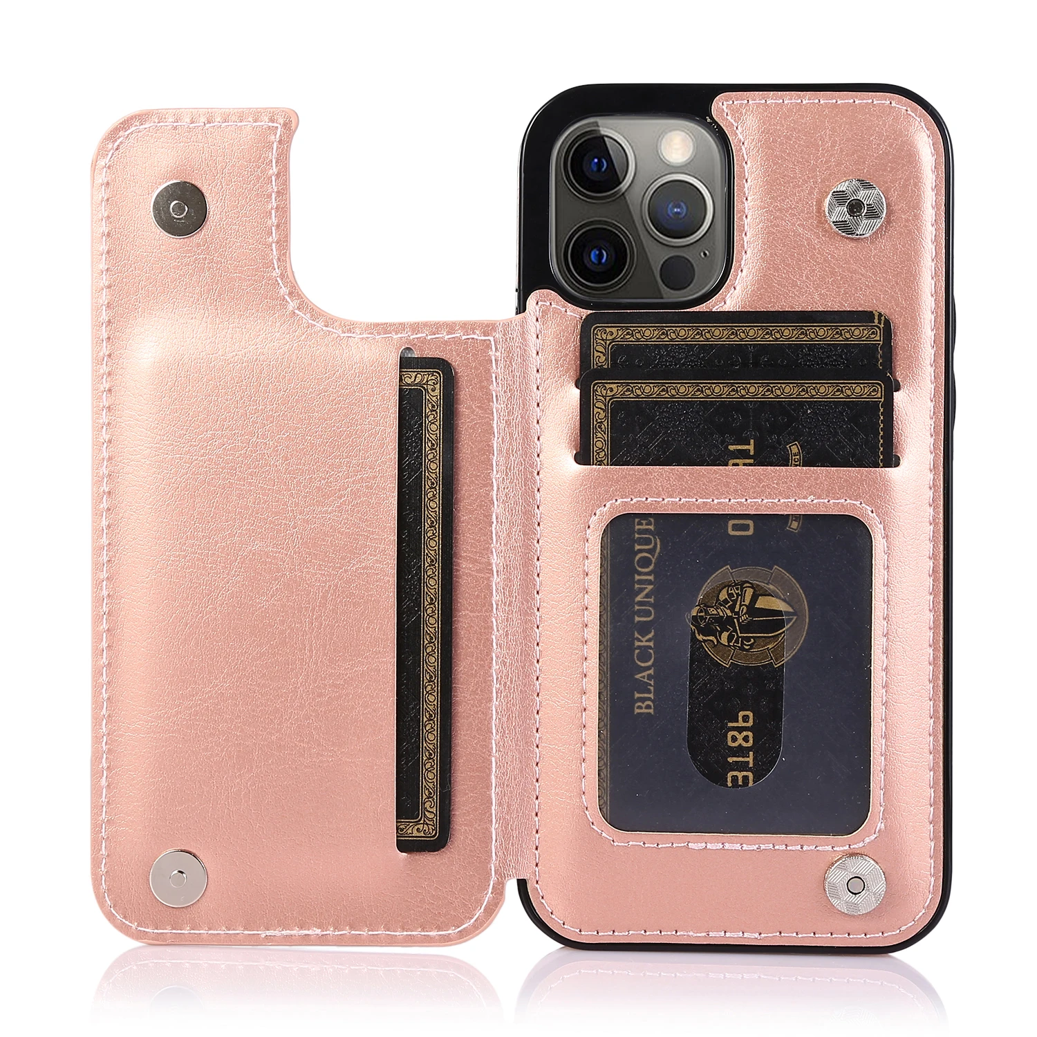 Custodia in pelle di lusso sottile per iPhone 11 12 mini Pro XR XS Max X 6 6s 7 8 Plus 5 5S SE Portafoglio con slot per carte Antiurto Fl_voghion.com