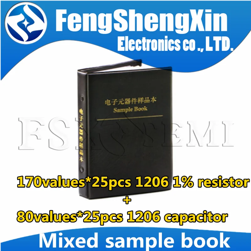 

170valuesx25pcs=4250pcs 1206 SMD Resistor 0R~10M 1% + Capacitor 80valuesX25pcs=2000pcs 0.5PF 0.5PF~22uF Mixed Sample Book
