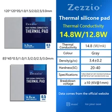 Zezzio almofada térmica dissipação de calor suave almofada de silicone cpu/placa gráfica gpu placa-mãe graxa de silicone multi-tamanho 16.8w/mk