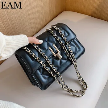

[EAM] Small Quilted PU Leather Crossbody Bags For Women 2020 Lux Hand Bag Women's Branded Trending Chain Shoulder Handbags 8A198