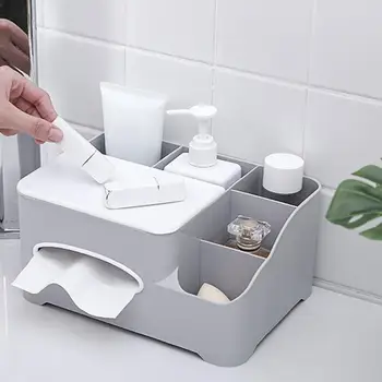 

Plastic Desktop Storage Box Office Bathroom Creative Tissue Box Livingroom Multi-Function Practical Small Objects Container