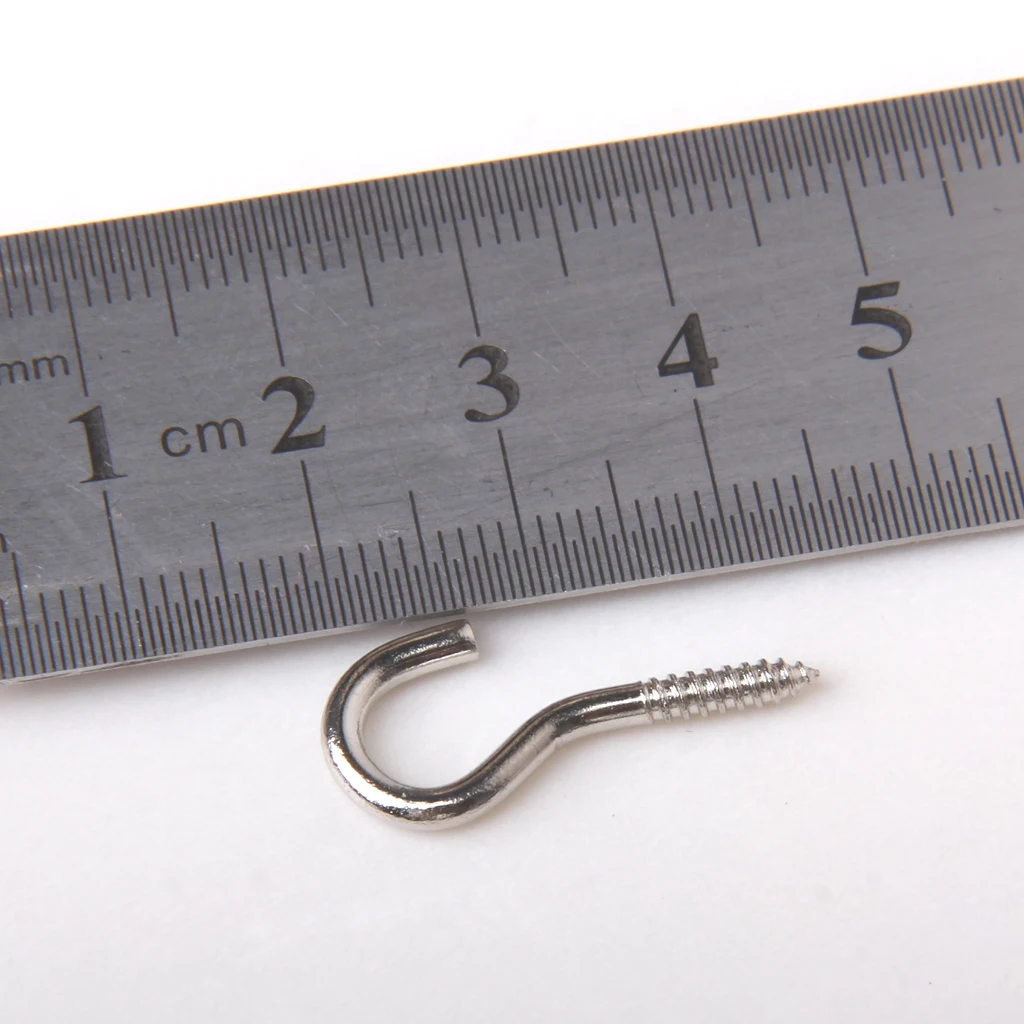50pcs Iron Screw Hook Eye Silver Metal Haning Hooks Home Office Workplace Use Small Tiny Mini Eye Pins Hooks Eyelets