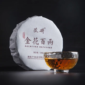 

Hunan Anhua BaiLiang Cha Bing Bai Liang Hei Cha Golden Flower Dark Tea Hua Juan Tea Slimming Tea Black 120g