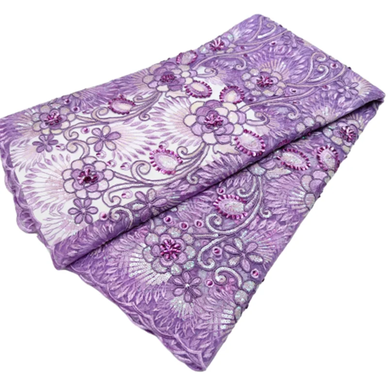 

Светильник-фиолетовая африканская кружевная ткань 2021 Высококачественная кружевная французская сетчатая кружевная ткань для свадебного платья