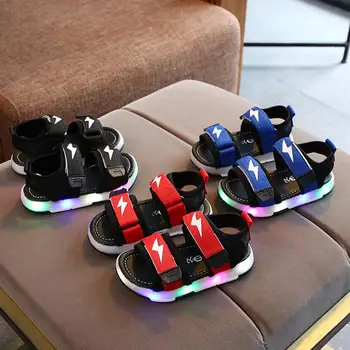 

Children LED Sandals Light up Kids Summer Shoes Glowing Sport Comfortable Sandals for Boys and Girls Flashing Soft beach shoes