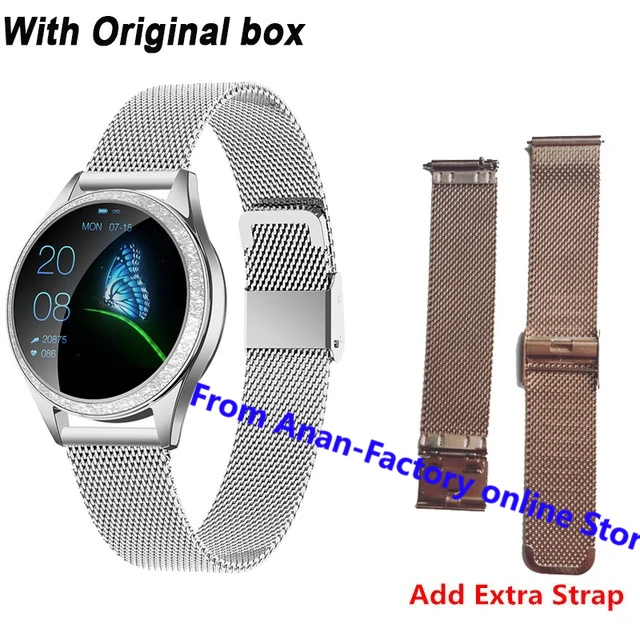 add extra strap KW20 Смарт часы для женщин IP68 Водонепроницаемые наручные часы сердечного ритма Bluetooth часы для женщин браслет, дамские часы VS KW10 Smartwatch - Цвет: add extra strap