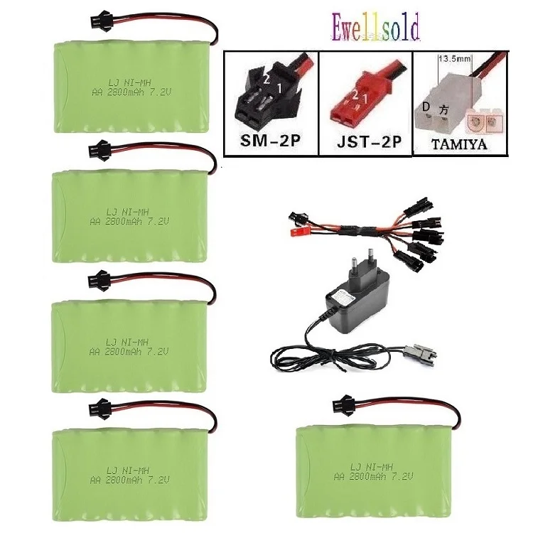 Ewellselling 7 2 V 2800mAh Ni MH AA перезаряжаемая батарея с зарядным устройством для R/C