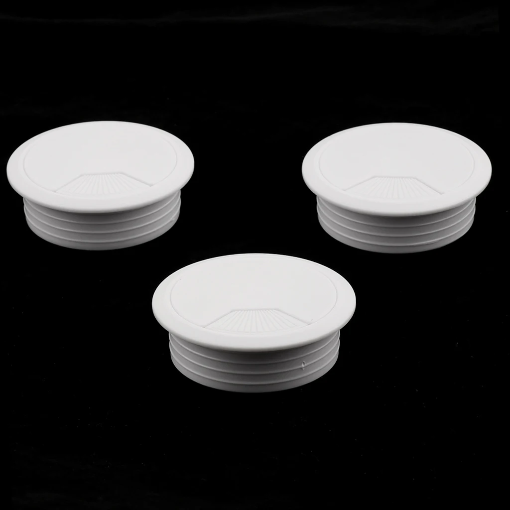 

3Pcs 60mm Computer Desk Table Grommet Cable Port Wire Hole Cover -White