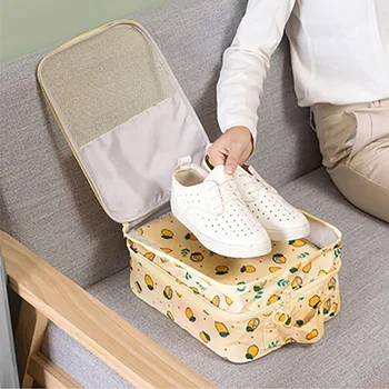 

Large Capacity Travel Storage Box Portable Twill Shoe Box Outing Waterproof Storage Bag Double Shoes Organizer Layered Storage