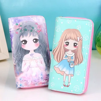 

2020 New Cute Catoom Sweat Gril Pringting Long Women's Wallet Female Clutch Money Bag Female Coin Purse Card Holder Wallets
