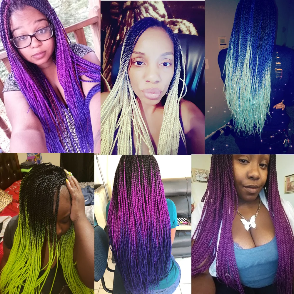 Full star 24 inch Ombre Senegalese Twist Braiding Hair Crochet Braids Synthetic Crochet Hair Extensions Black Brown Color Women