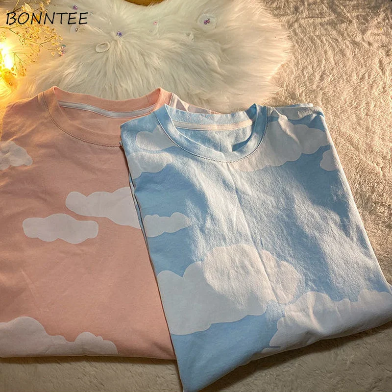 

Short Sleeve T-shirts Women Aesthetic Clothes O-Neck Loose All-match Korean Style Fashion Summer Lovely Female Teens Casual Ins