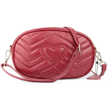 

New female bag fashion personality heart-shaped female shoulder bag first layer cowhide female diagonal clutch bag